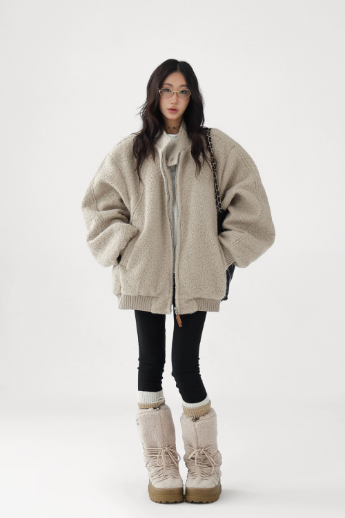 Stand Collar Wool Coat