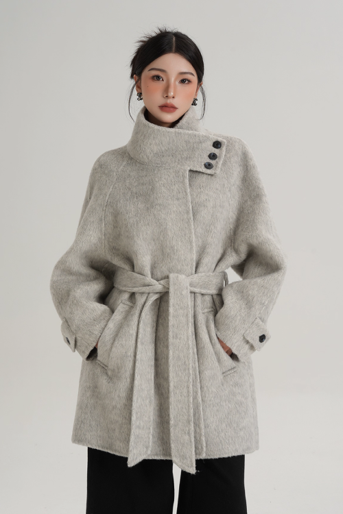 Stand Collar Wool Coat