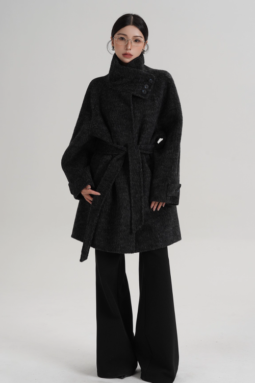 Stand Collar Wool Coat