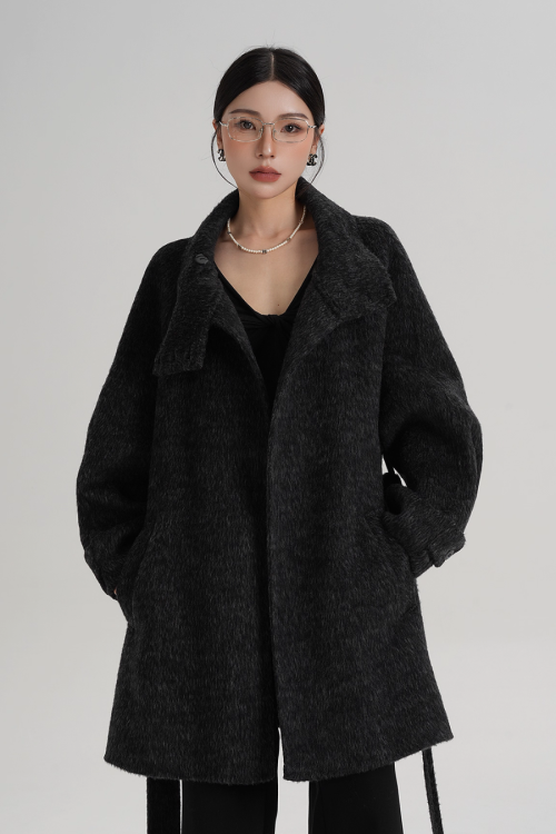 Stand Collar Wool Coat