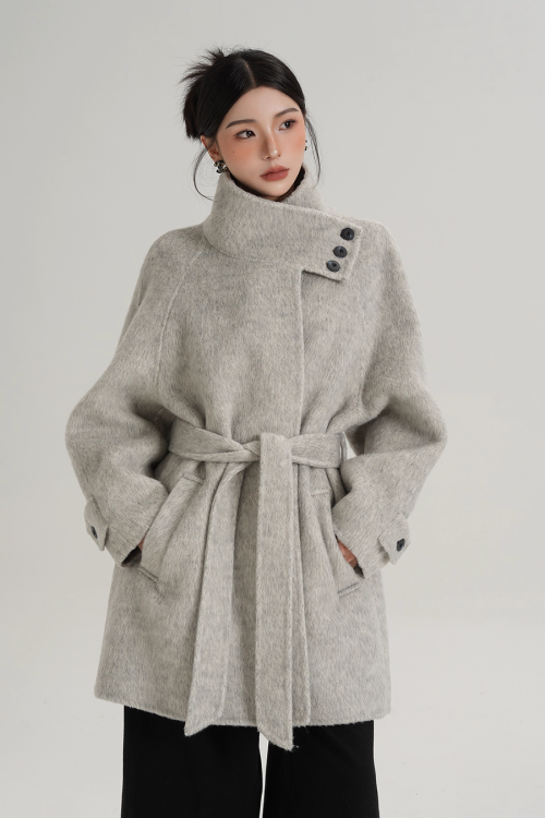 Stand Collar Wool Coat