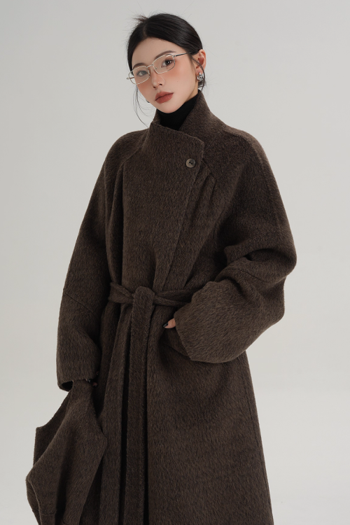 Stand Collar Wool Coat