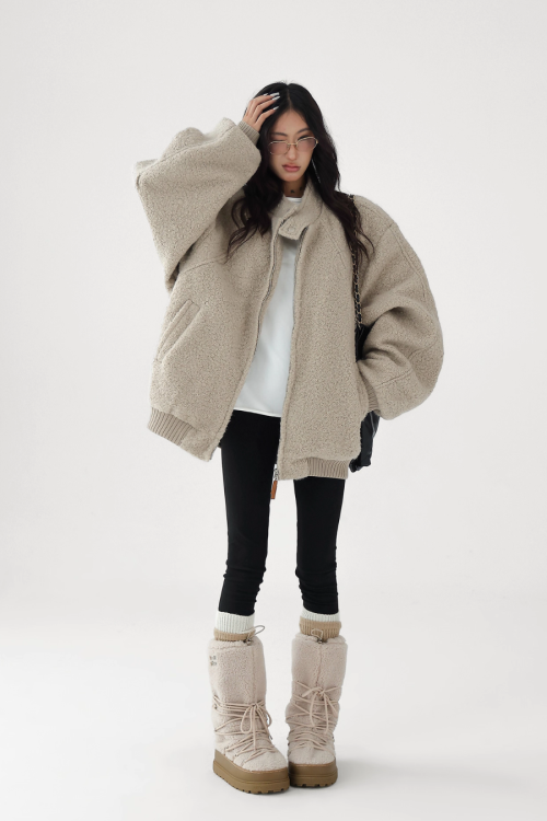 Stand Collar Wool Coat