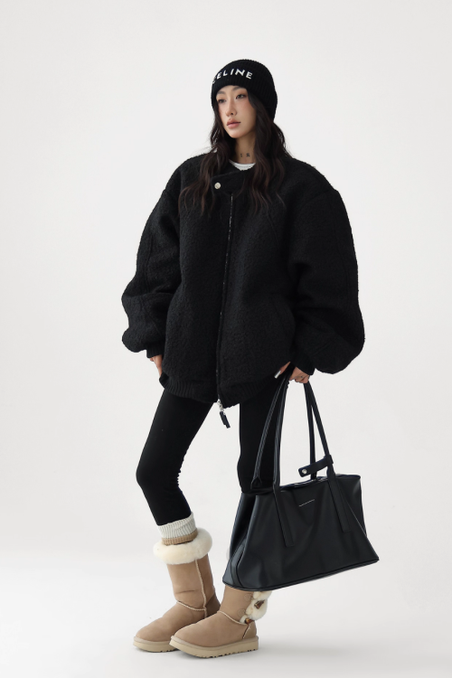 Stand Collar Wool Coat