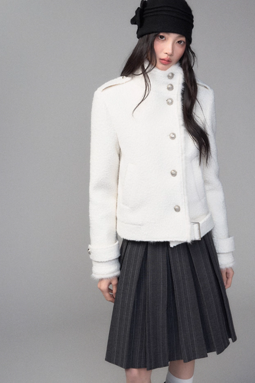 Stand Collar Wool Coat