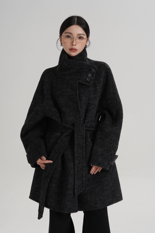 Stand Collar Wool Coat