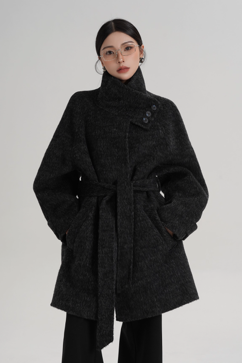 Stand Collar Wool Coat