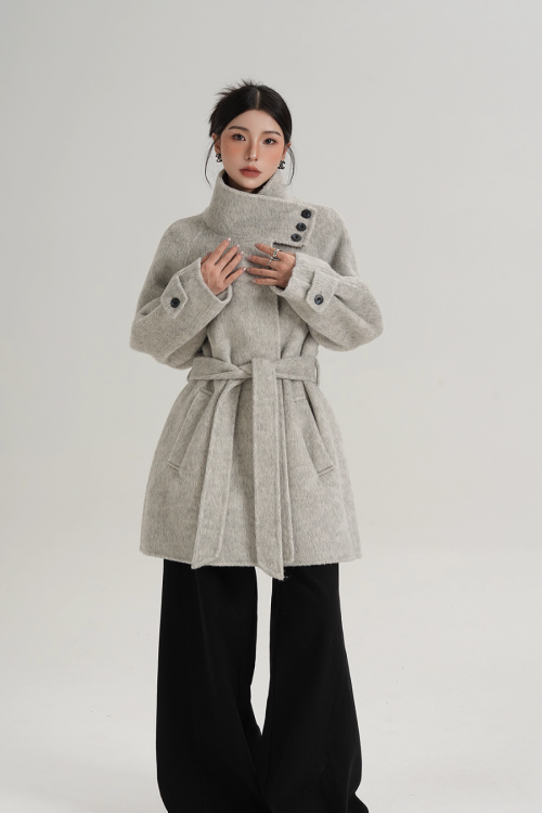 Stand Collar Wool Coat