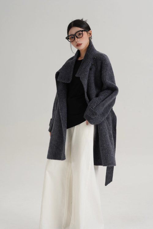 Stand Collar Wool Coat