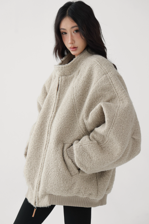 Stand Collar Wool Coat