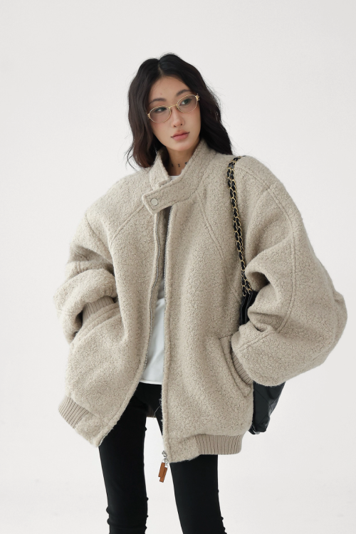 Stand Collar Wool Coat