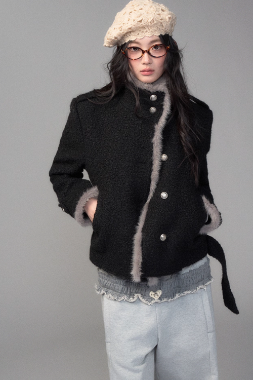 Stand Collar Wool Coat