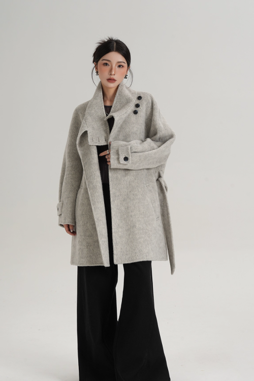 Stand Collar Wool Coat