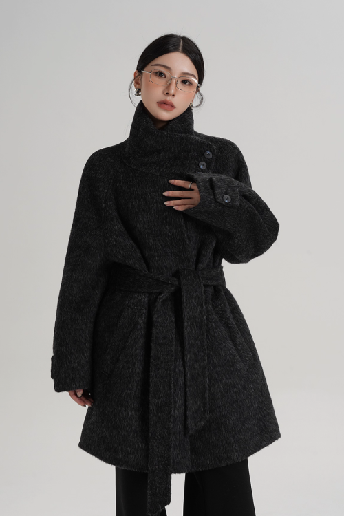 Stand Collar Wool Coat