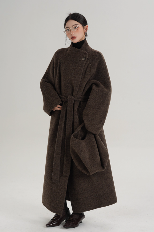 Stand Collar Wool Coat