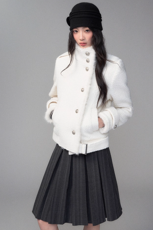 Stand Collar Wool Coat