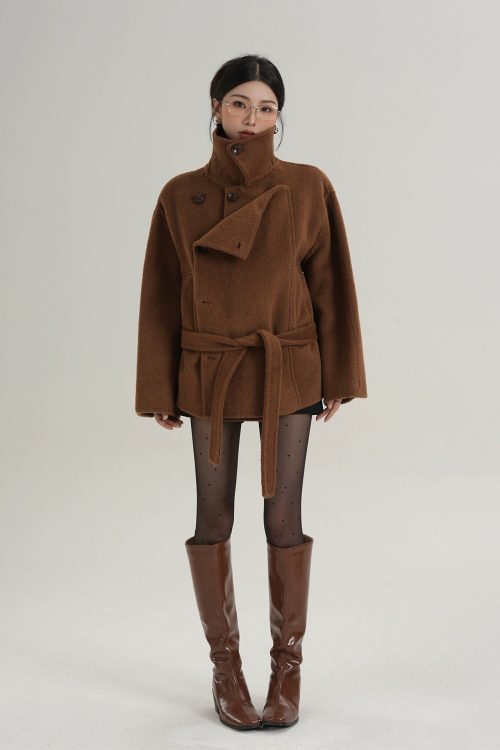 Stand Collar Wool Trench Coat