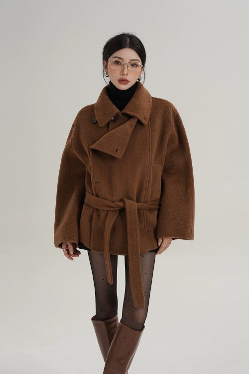 Stand Collar Wool Trench Coat