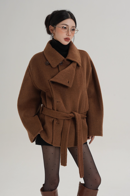 Stand Collar Wool Trench Coat