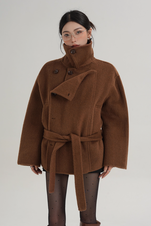Stand Collar Wool Trench Coat