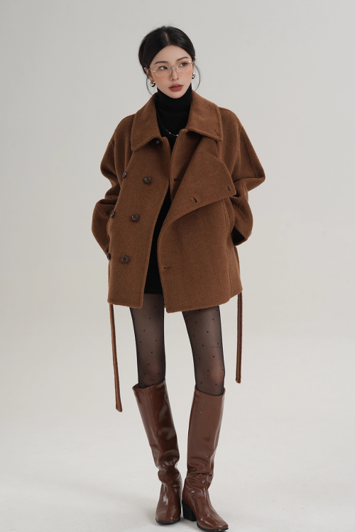 Stand Collar Wool Trench Coat