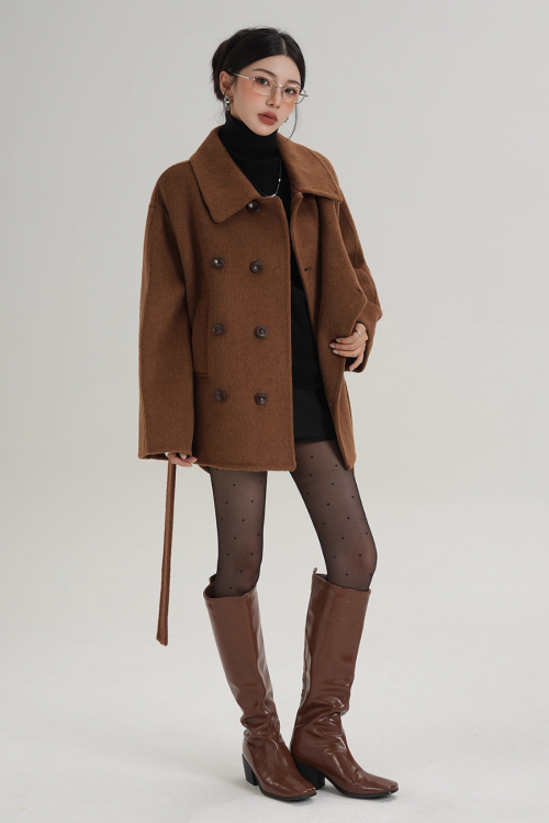 Stand Collar Wool Trench Coat