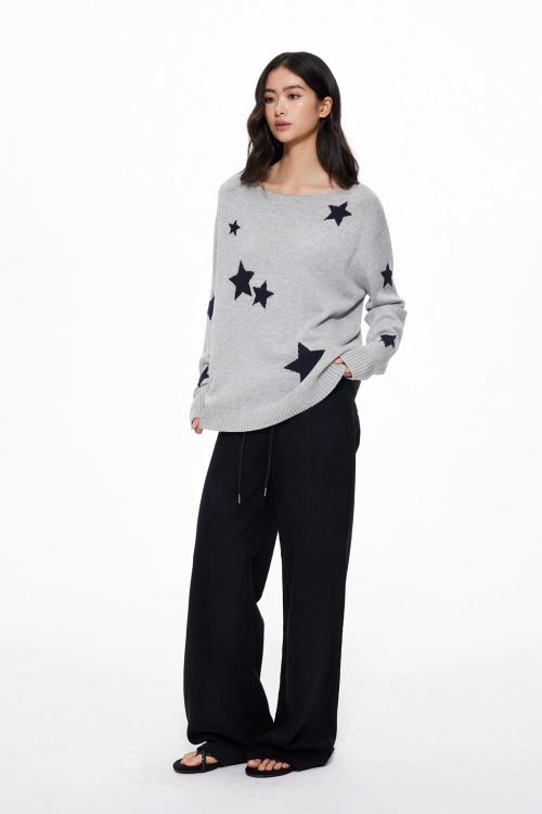 Star Crew Neck Knit Top