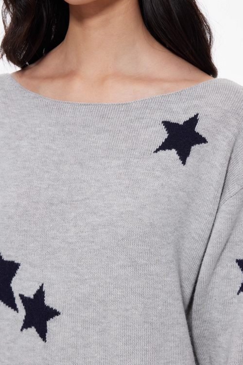 Star Crew Neck Knit Top