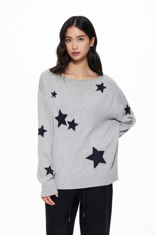 Star Crew Neck Knit Top