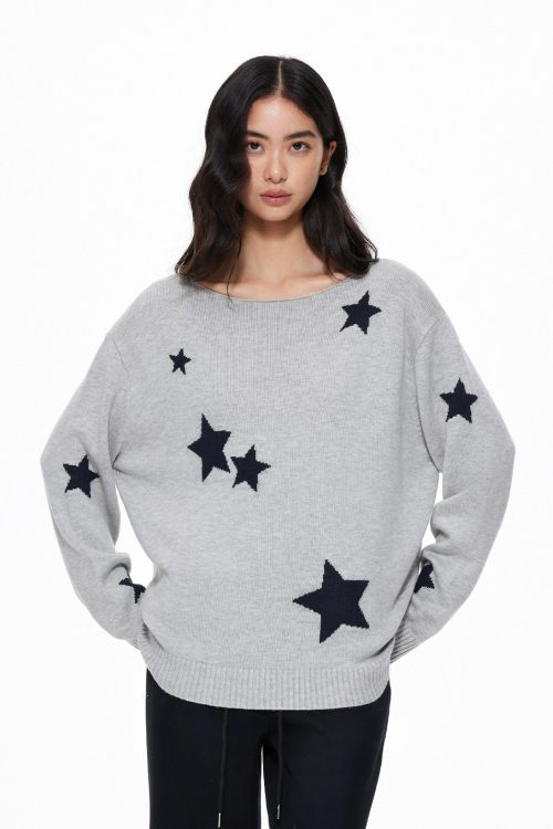 Star Crew Neck Knit Top