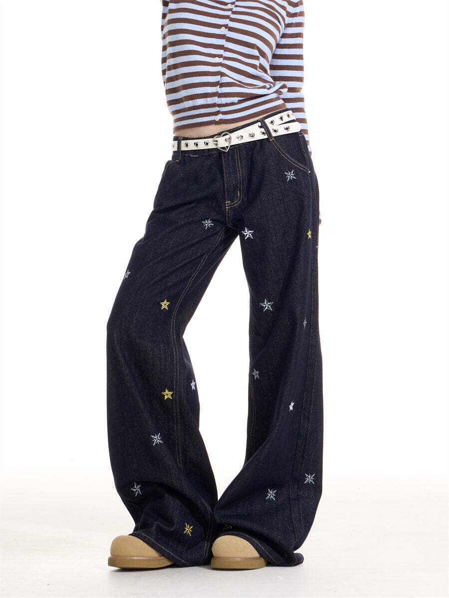 Star Embroidery Casual Jeans Star Embroidery Casual Jeans