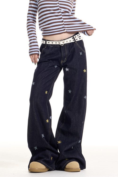 Star Embroidery Casual Jeans