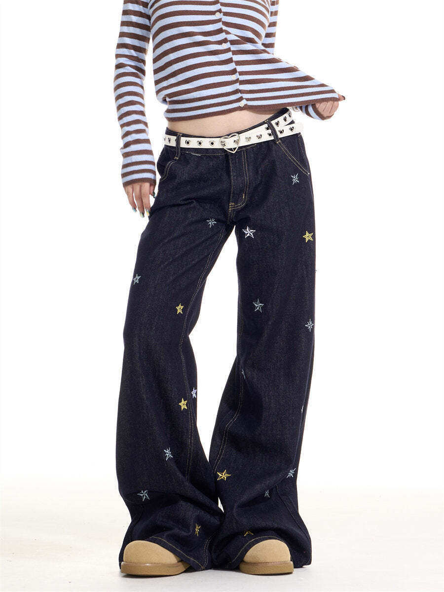Star Embroidery Casual Jeans Star Embroidery Casual Jeans