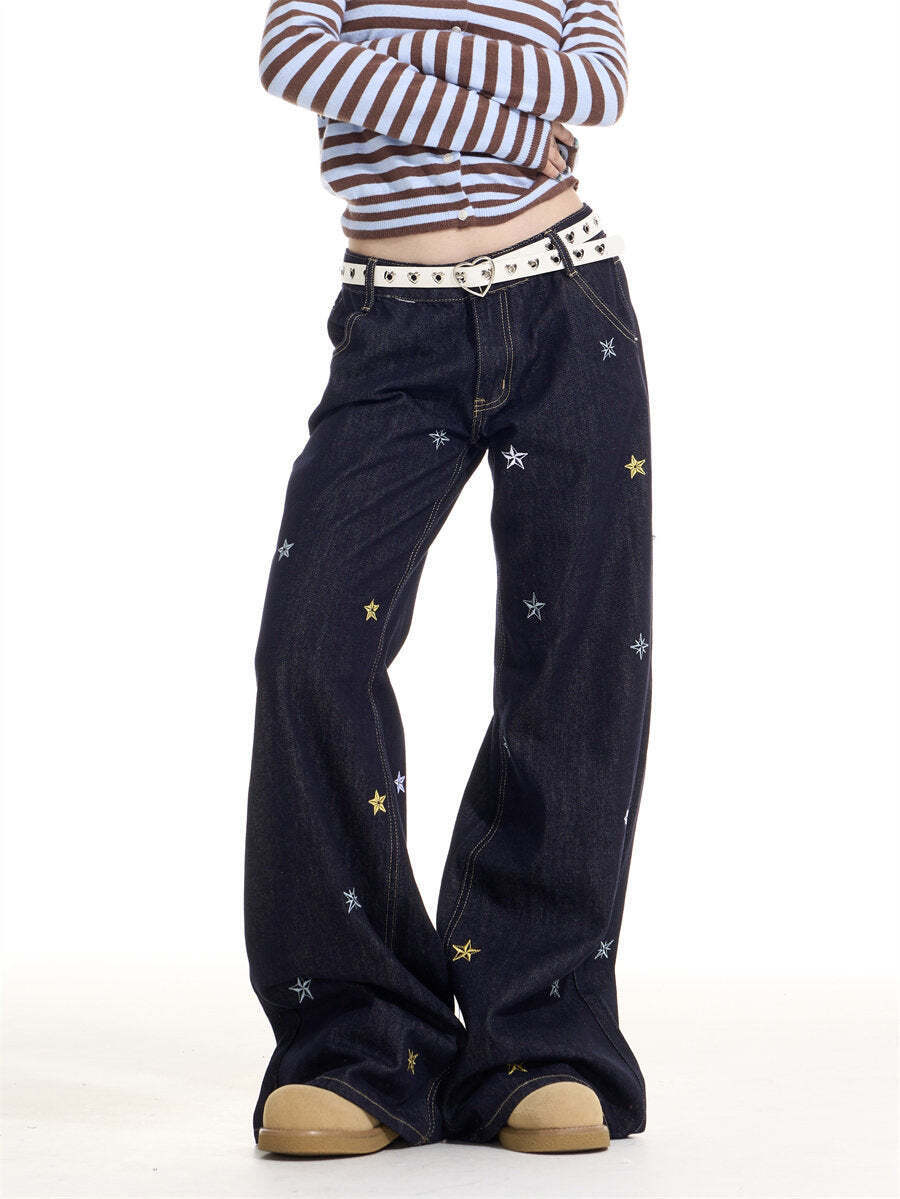 Star Embroidery Casual Jeans Star Embroidery Casual Jeans