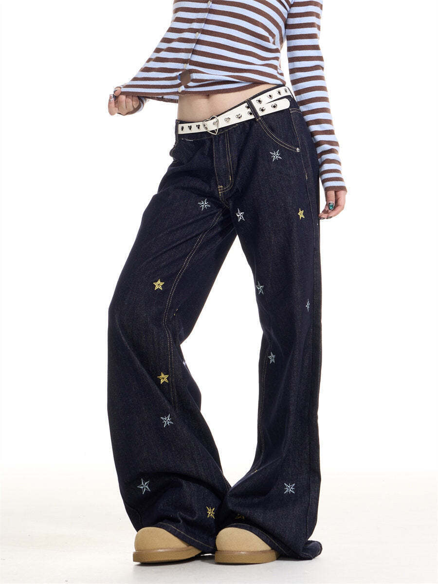 Star Embroidery Casual Jeans Star Embroidery Casual Jeans