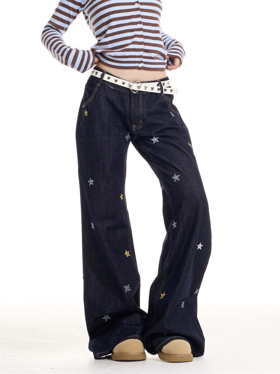 Star Embroidery Casual Jeans Star Embroidery Casual Jeans