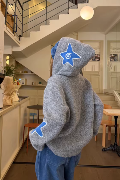 Star Hoodie Knit Jacket