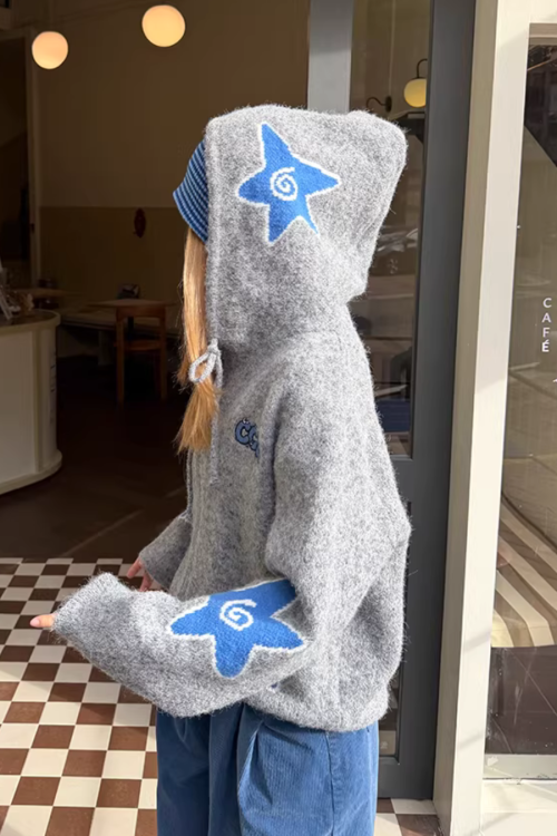 Star Hoodie Knit Jacket