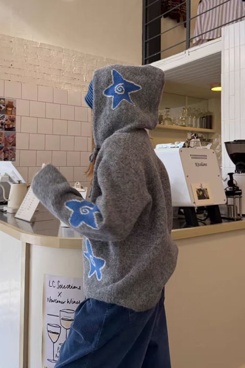 Star Hoodie Knit Jacket