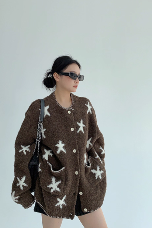 Star Patterned Knit Cardigan