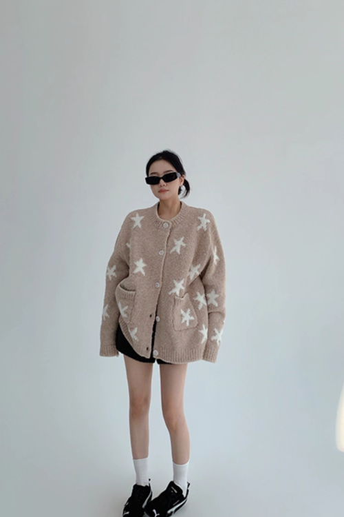 Star Patterned Knit Cardigan