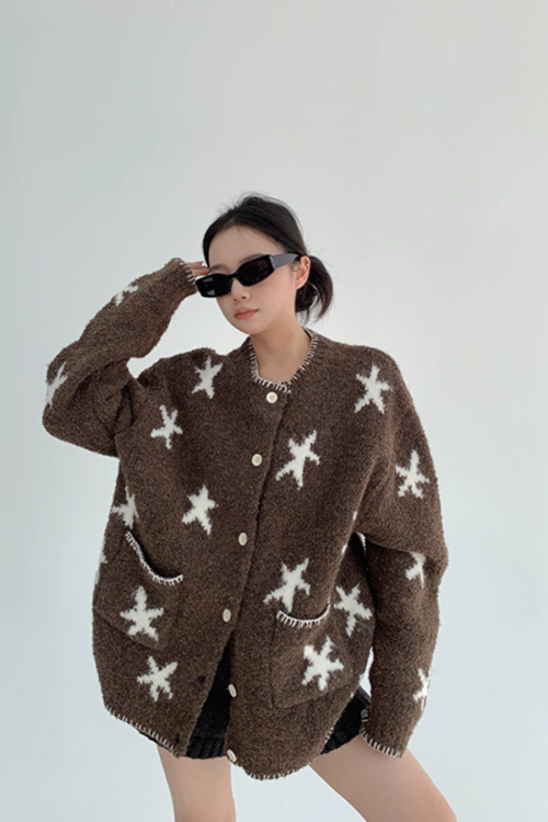 Star Patterned Knit Cardigan