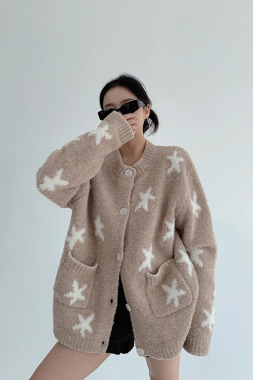 Star Patterned Knit Cardigan