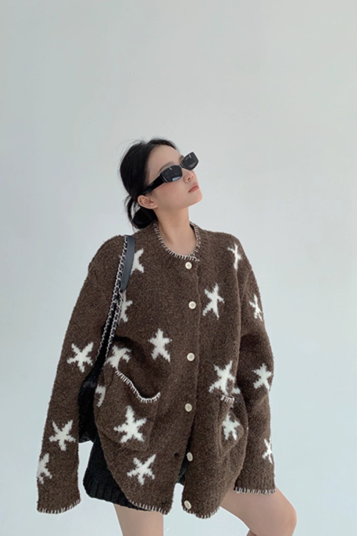 Star Patterned Knit Cardigan