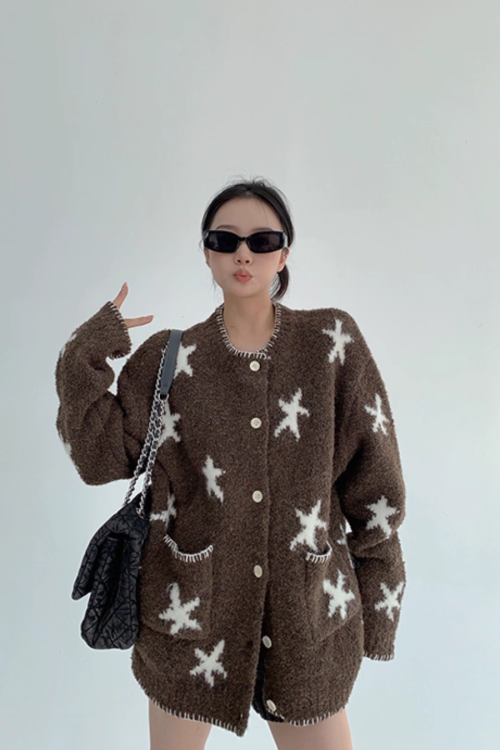 Star Patterned Knit Cardigan