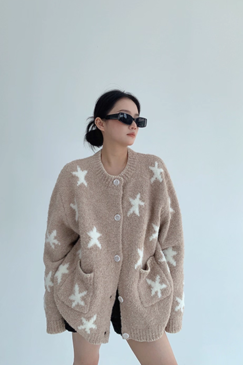 Star Patterned Knit Cardigan