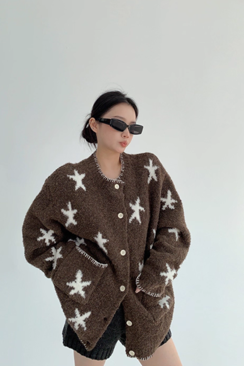 Star Patterned Knit Cardigan