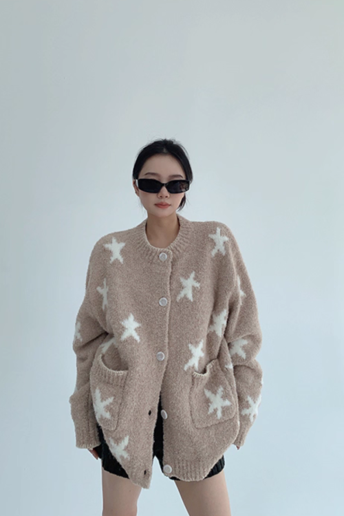 Star Patterned Knit Cardigan