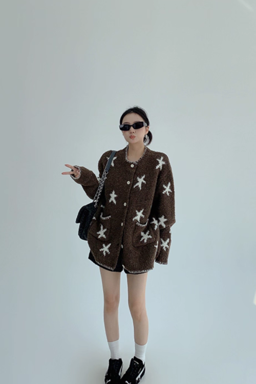 Star Patterned Knit Cardigan