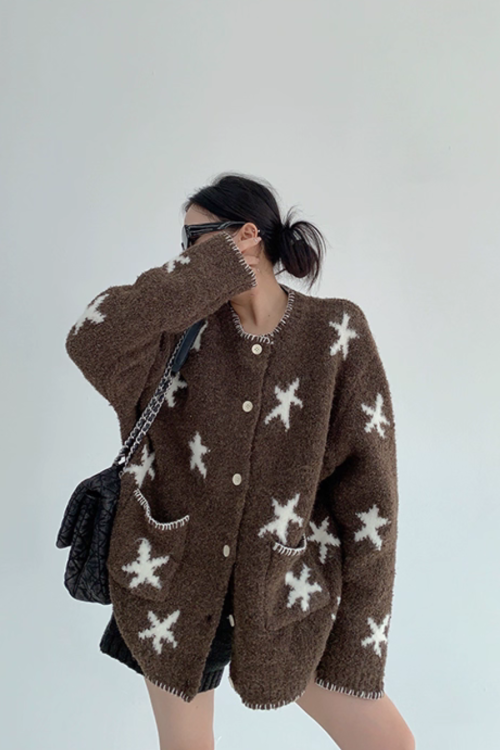Star Patterned Knit Cardigan
